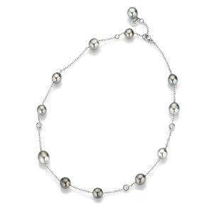 Hovedbilde Platina halssmykke med Tahitiperler og diamanter