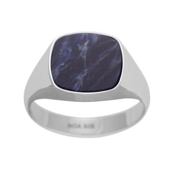 Massiv sølvring med sodalite