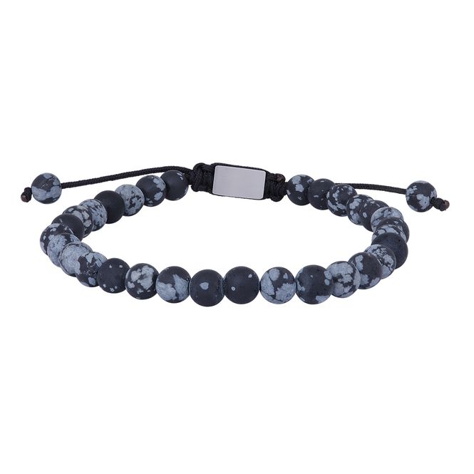 Hovedbilde 6mm stenarmbånd med matt snowflake obsidian