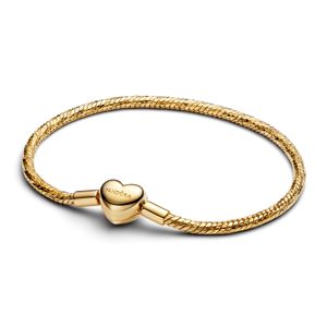Hovedbilde Heart Clasp Faceted Snake Chain Bracelet - Gold ...