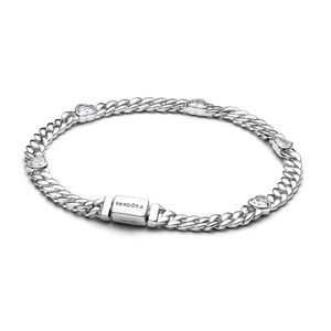 Hovedbilde Heart Cuban Chain Bracelet - Silver