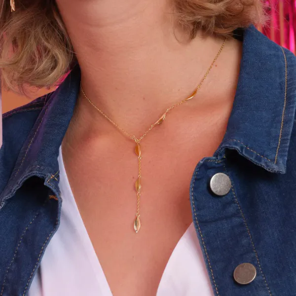 Forgylt s&oslash;lvhalskjede LEAVE52