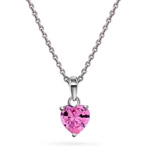 Hovedbilde Smykke i s&oslash;lv, med rosa cz hjerte