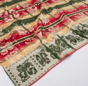 Hovedbilde Gabriella silkeskjerf - Gr&oslash;nn, r&oslash;d & beige 