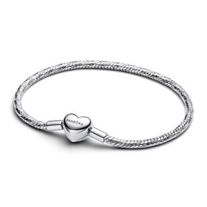 Hovedbilde Heart Clasp Faceted Snake Chain Bracelet - Silver ...