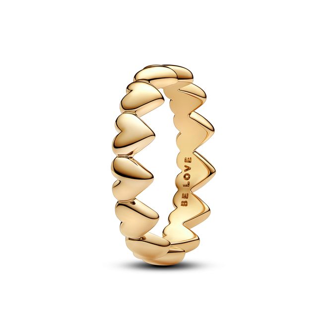 Hovedbilde Row of Hearts Ring - Gold Plated 