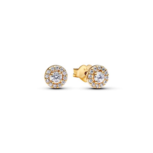 Round Pave Halo Earrings 