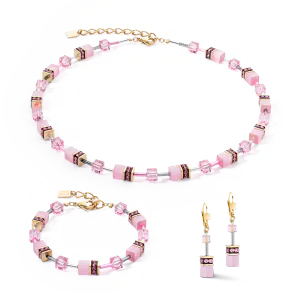 Hovedbilde Iconic mono halssmykke, gull og rosa