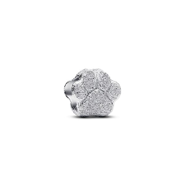 Textured paw mini charm - silver 